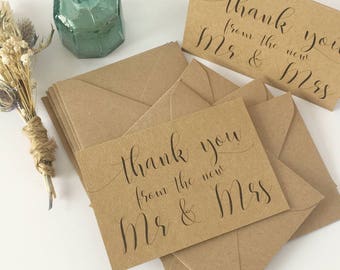 Wedding Thank You Cards Wedding Thank You Notes 10pk Wedding Thank You Card Set and envelopes MINI Thank You Cards