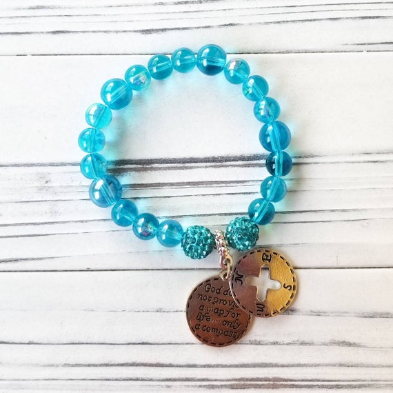 Christian Charm Bracelet Christian Jewelry Compass Bracelet