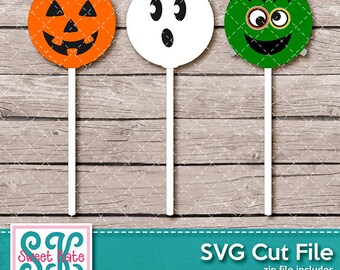 Halloween Suckers SVG dxf EPS png JPG htv Heat Transfer Vinyl Ghost Frankenstein Jack O'Lantern Cricut Silhouette Die Cut Sweet Kate Designs
