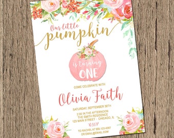 Fall Birthday Invitation - Pumpkin Birthday Invitation - Printable Fall Invitation - Printable Pumpkin Invitation, Little pumpkin invitation