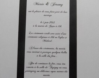 black and white baroque wedding invitation