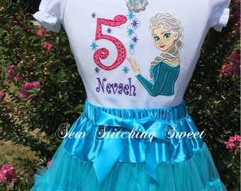 Elsa Birthday Shirt, Frozen Birthday Shirt, Frozen Birthday Outfit, Elsa Necklace, Elsa Hair Bow, Frozen, Elsa outfit