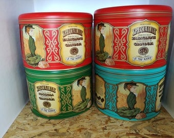 Tin cans the three Marie-boxes panettone-collecting advertising-furnishing kitchen-gift inauguration-pub furniture