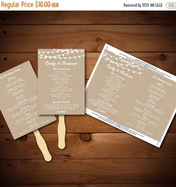 Wedding Program Template Printable Kraft Wedding Program