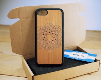Mandala Center Full Protection - Personalize Wood iPhone case Wood iPhone 7 Case iPhone 6S Case wood iphone 6 case