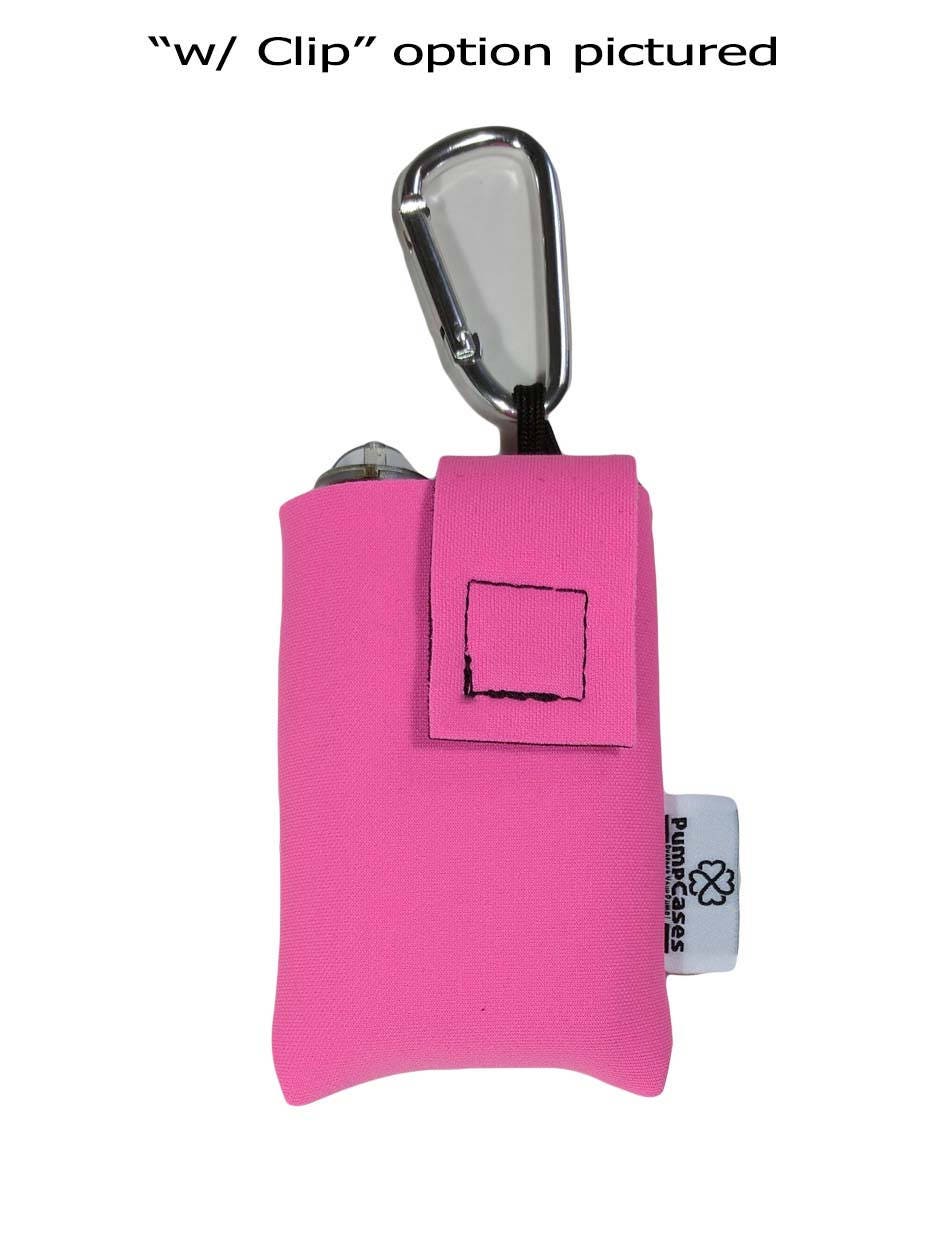 White or Pink Insulated Neoprene Insulin Pump Case / Pouch with Carabiner Clip