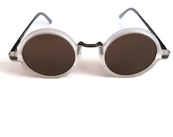 Vintage AJ Morgan Sunglasses Round White 1990s Statement Hipster Boho Hippie