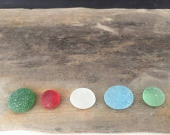 Genuine Sea Glass Mancala Pieces - Rare Sea Glass Piece - Green, Red, Clear, Light Blue, Light Green - Beach Glass Jewelry Supplies // LN35