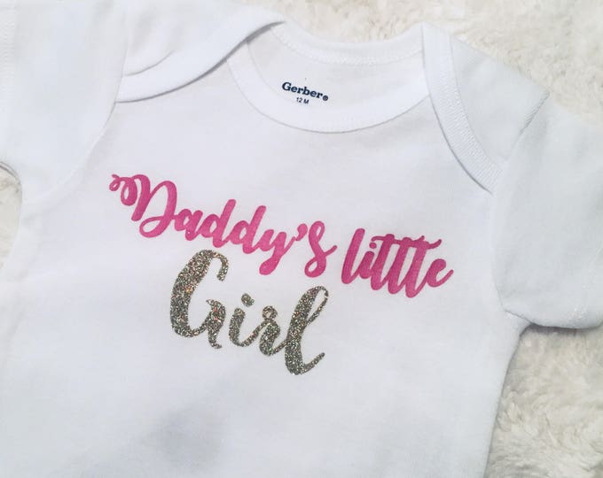 Daddy's Little Girl Pink Gold Onesies®, Baby Girl Onesies®, Daddy's Girl, Father's Day, Baby Girl Outfit, Daddy's Little Girl Outfit
