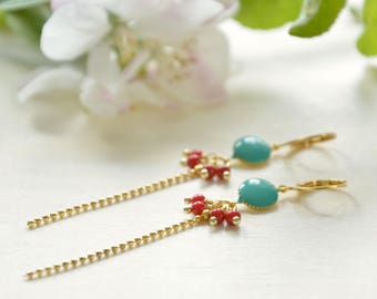 Cadaques lagoon and red gorgonian resin earrings