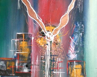 European abstract avant garde large oil painting