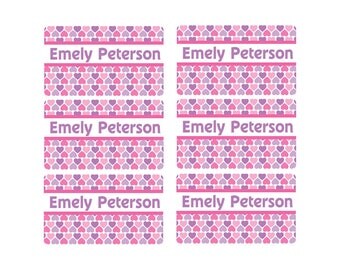 95ct Stick On Clothing Name Labels, Heart Clothing Labels, Personalized Uniform Name Labels, Washable Labels, Camp Labels, School Labels
