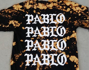 Bleached Pattern Tie Dye Kanye West in Black The life of Pablo Unisex T Shirt Sizes S-2XL