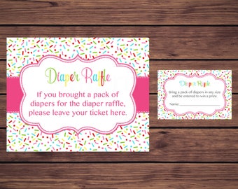 Pink Baby Shower Diaper Raffle Tickets, Pink Sprinkle Baby Shower Diaper Raffle Insert Card Ticket, Instant Download PDF Printable