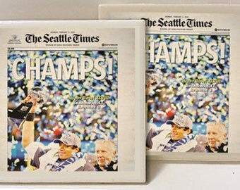 Seattle Seahawks Super Bowl Champion Set of 2 Ceramic Tile Coasters