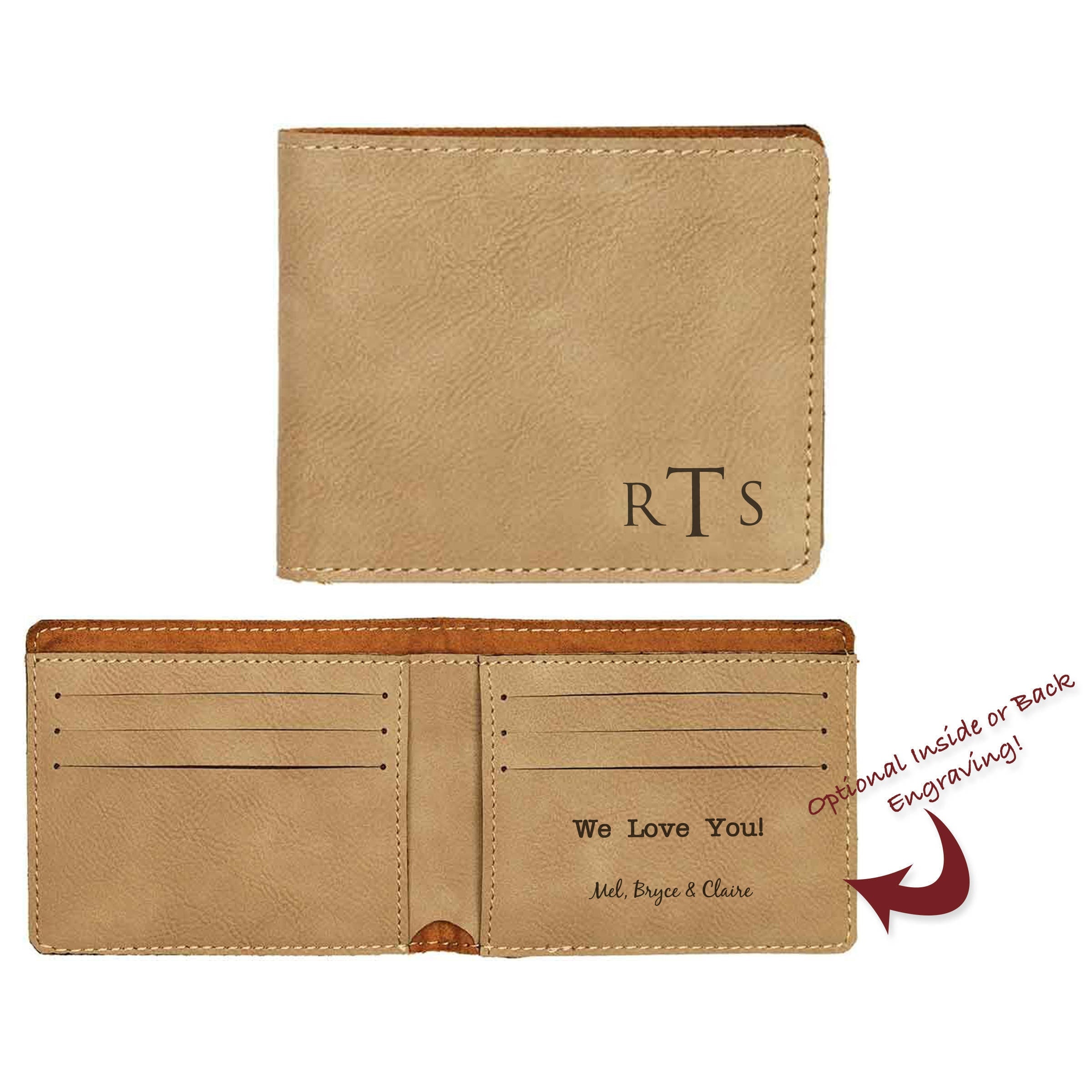 Personalized Wallet/Laser engraved Men's wallet Leather