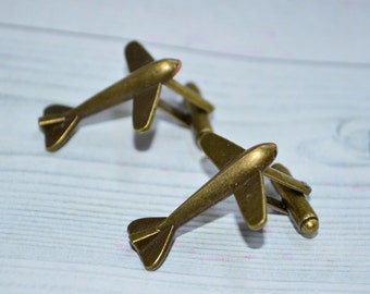 Airplane Cufflinks Cufflinks for men Bronze cufflinks Mens jewellery Steampunk Cufflinks Pilot gift Gift for men gift for her