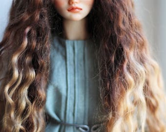 BJD wig 5 inch ombre hair long (natural angora)
