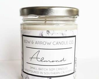 Natural Soy Candle Almond Scented | 7 oz Jar Candle | Almond Scented Candle | Almond Oil | Sweet Candle | Scented Soy Candle | Gift Ideea