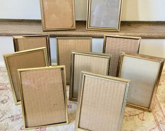 10 Brass Frames Gold Picture Frames 5x7 Frames Wedding Frames Metal Frames Table Number Holders Menu Holder Vintage Frames Old Frames