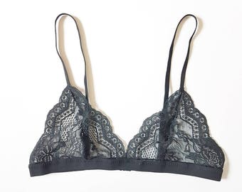 Bralette / Plus Size Bralette / Plus Size Bra / Lace Black Bralette / Floral Lace Bralette // 'MEGAN' By Thrill Factory Lingerie