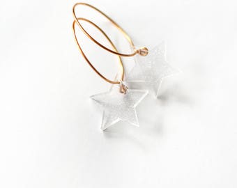 Gold Hoop Glitter Cosmic Earrings