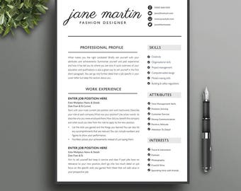 Boutique Resume Template 6 | Creative, Modern Professional CV | Black & White | Microsoft Word | Instant Download | No Photo