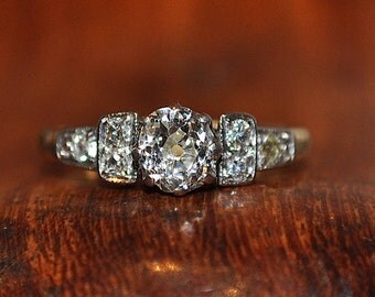 Art Deco Engagement ring 0.67ct Old European Cut diamond 18ct gold Valuation 4.900k 2.50gms Size L1/2 US 6