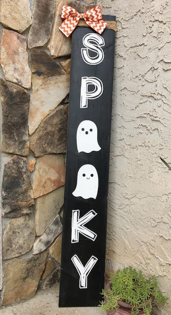 Rustic Halloween Spooky Porch Sign Double Sided Optional