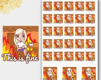 This is Fine, Stressed Vicky Girl, Emotion, Girl Boss Stickers, Funny Sticker, Planner Stickers, Anxiety Sticker, Busy Time, Mood, Stickers