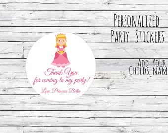 Personalized Princess Stickers Party Favor Labels,Pink, Fairytale Thank You Labels Fairytale Birthday Goodie Bag Labels, First Birthday