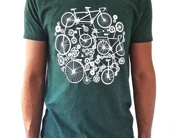 Men's T-shirt Bike Design Green Blue