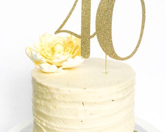 40 Birthday Cake Topper • Forty Cake Topper • Gold Glitter Topper • Age Cake Topper • Number Cake Topper