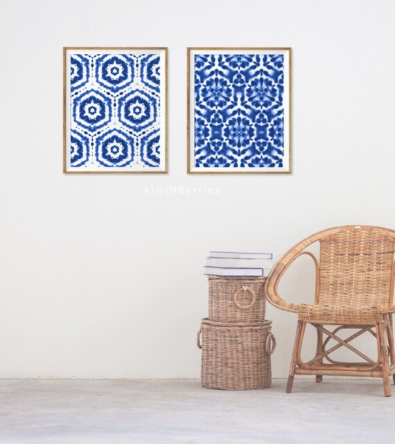 Shibori wall art Indigo shibori pattern Indigo shibori