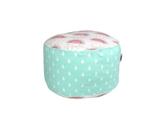 Watermelon Pouf Mint Round Kids Floor Pillow Pink Watermelon Pouf Mint Round Kids Floor Pillow Pink