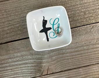 Monogrammed Jewelry Dish, Gifts for Her, Personalized Ring Dish, Ballet Dancer, Birthday Gifts, Dancer Gift, Jewelry Holder, Dance recital
