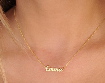 Custom Name Necklace -Gold Name Necklace- Custom Name Plate Necklace - Personalized Bridesmaids Necklace-Bridesmaid Gift