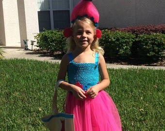 Poppy costume, Troll Tutu Dress, Poppy Troll costume, Troll dress, Poppy Birthday Dress, Princess, Troll girl dress, Play Tutu, Poppy