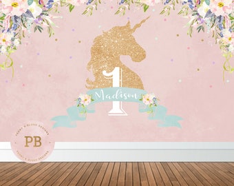 Digital Unicorn Birthday Party Backdrop, Unicorn Backdrop, Rainbow Birthday, Unicorn Baby Shower, Unicorn Party Decoration, First Birthday