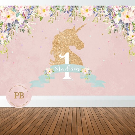 Digital Unicorn Birthday Party Backdrop Unicorn Backdrop