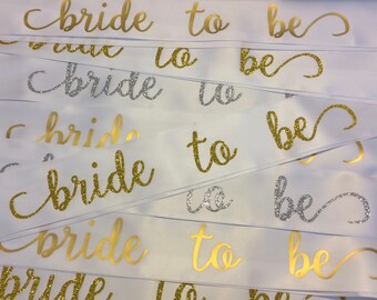Bride to Be Sash // Satin Ribbon Bridal Sash // Bridal Shower Sash // Bachelorette Party Sash // Bridal Sash // Glitter Bride to Be Sash