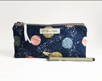 Space Pencil Case, Planet Zipper Pouch, Solar System Small Makeup Bag, Make Up Brush Holder, Cosmetics Bag, Bag Organiser, Old Flour House