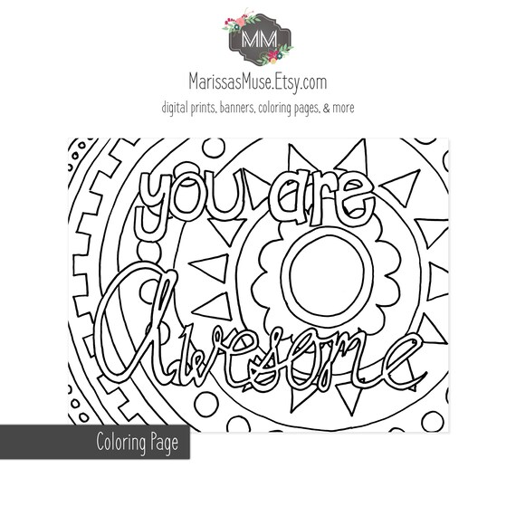 Printable You Are Awesome Coloring Page // 8.5x11