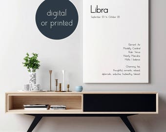 Libra Star Sign Libra Art Print Libra Gifts Zodiac Art Print Libra Zodiac Libra Wall Art Astrological Art Libra Poster Art Astrology Art