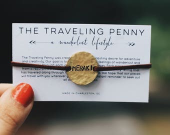 Meraki Mantra Bracelet, Meaningful Jewelry, Inspirational Bracelet, Yoga Jewelry, Dainty Stamped Bracelet, Graduation Gift, Minimalist