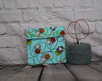 Sheep Circular Knitting Needle Case or Notions case for Knitting Notions, Crochet notions case, Accessories case, Sewing notions