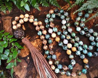 African turquoise mala necklace / Mala beads 108/ 108 Mala beads / Boho mala necklace / Boho mala beads / 108 Mala necklace / 108 mala