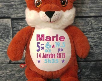 Teddy / Teddy bear birth personalised Fox stuffie. birth gift. personalized gift. baby shower