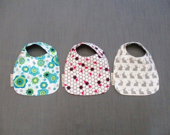 Baby Bib Set - 2 Layer Flannel - Side Plastic Snap - 100% Cotton