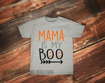 Mama is my Boo Tee, Baby Boy Halloween Shirt, Toddler Halloween Outfit, Halloween Apparel, Baby's First Halloween, Pumpkin Patch, Mama's Boy